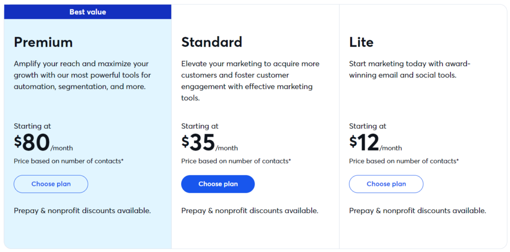 Pricing Plans Constant contact 